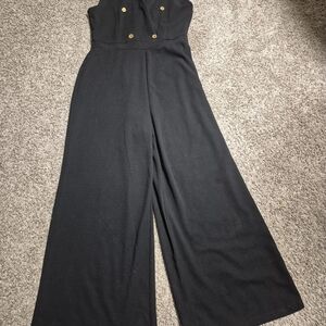 Justify Black Jumpsuit with Gold Buttons